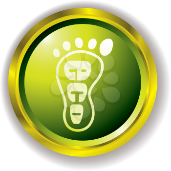 Royalty Free Clipart Image of a Green Buttons With an Eco Footprint