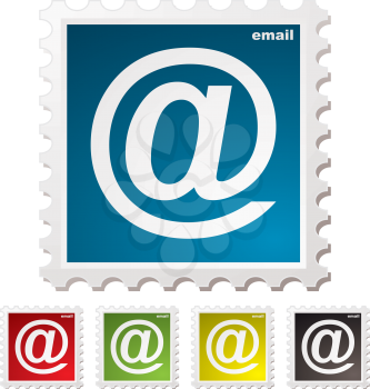 Royalty Free Clipart Image of a Collection of Email Stamps