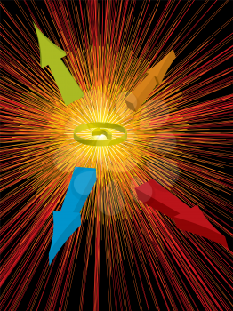 Royalty Free Clipart Image of an Explosion With Arrows