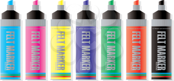 Royalty Free Clipart Image of a Set of Markers