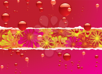 Royalty Free Clipart Image of a Flower and Bubble Background
