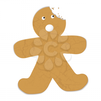 Royalty Free Clipart Image of a Gingerbread Man With a Bite Gone