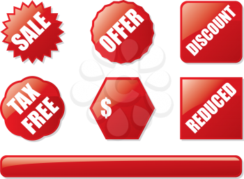Royalty Free Clipart Image of Red Retail Buttons