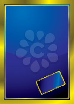 Royalty Free Clipart Image of a Blue Background With a Gold Frame