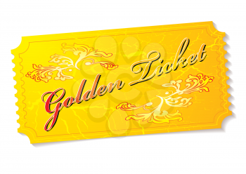 Royalty Free Clipart Image of a Golden Ticket