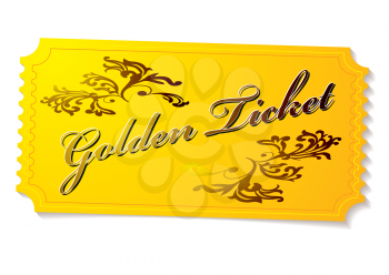 Royalty Free Clipart Image of a Gold Ticket