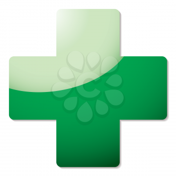 Royalty Free Clipart Image of a Green Cross