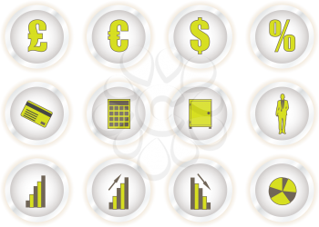 Royalty Free Clipart Image of 12 Financial Buttons