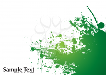 Royalty Free Clipart Image of a Green Inkblot on White With Space for Text