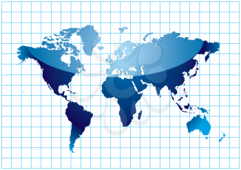Royalty Free Clipart Image of a Map on a Grid