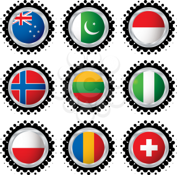Royalty Free Clipart Image of a Collection of Flags