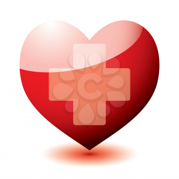 Royalty Free Clipart Image of a Heart with a Cross