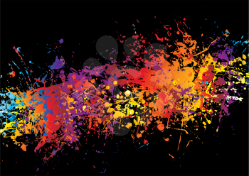 Royalty Free Clipart Image of a Multi-Coloured Spatter on Black