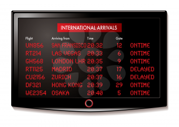 Royalty Free Clipart Image of an Airport Arrivals Board