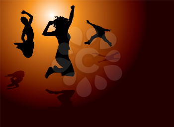 Royalty Free Clipart Image of Jumping People