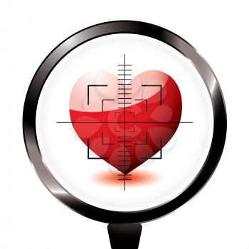 Royalty Free Clipart Image of a Heart in a Rifle Scope