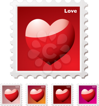 Royalty Free Clipart Image of a Collection of Love Heart Stamps