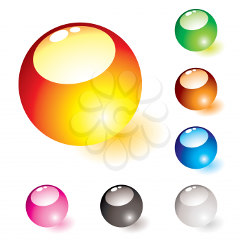 Royalty Free Clipart Image of Seven Marbles