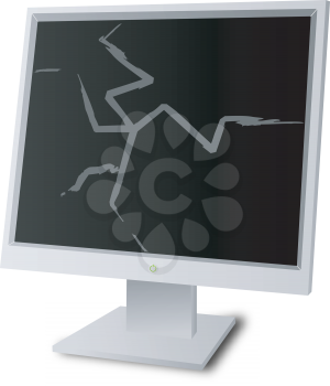 Royalty Free Clipart Image of a Broken Monitor