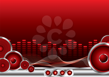 Royalty Free Clipart Image of a Speaker and Equalizer Background