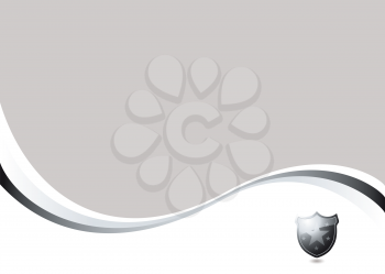 Royalty Free Clipart Image of a Silver and White Background With a Shield