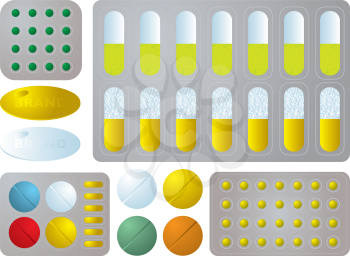 Royalty Free Clipart Image of a Collection of Pills