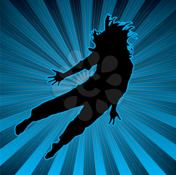 Royalty Free Clipart Image of a Dancer on a Striped Background
