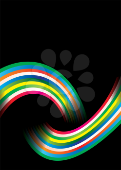 Royalty Free Clipart Image of a Black Background With Swirling Stripes