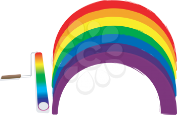 Royalty Free Clipart Image of a Rainbow Roller of Paint