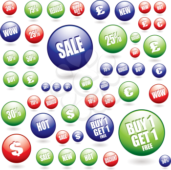 Royalty Free Clipart Image of a Set of Sale Buttons