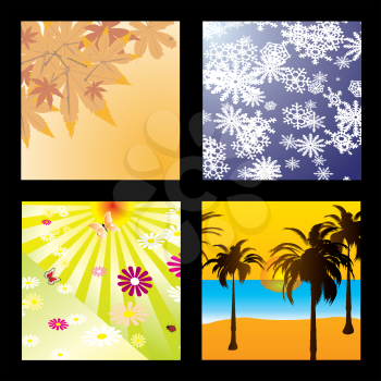 Royalty Free Clipart Image of Images Representing the Four Seasons