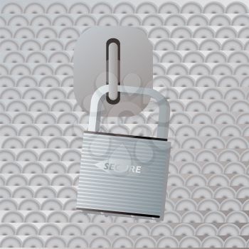 Royalty Free Clipart Image of a Lock on Metal