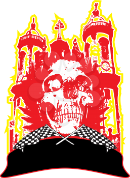 Royalty Free Clipart Image of a Skully on a Building