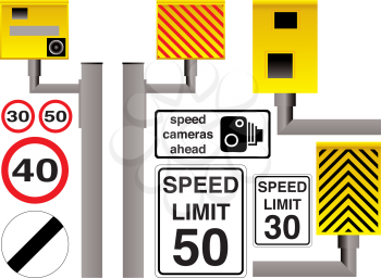 Royalty Free Clipart Image of Traffic Signals and Radar
