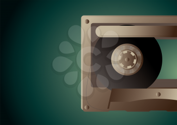 Royalty Free Clipart Image of a Cassette Tape on Green