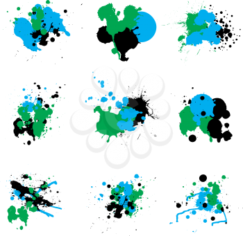 Royalty Free Clipart Image of Coloured Paint Spatters
