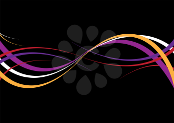 Royalty Free Clipart Image of a Ribbons on Black