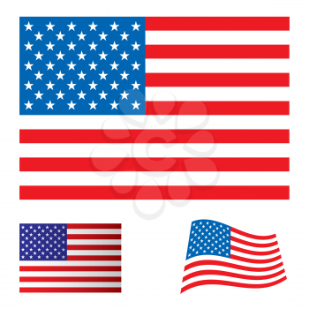Royalty Free Clipart Image of a Collection of American Flags