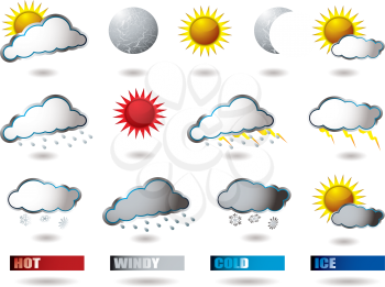 Royalty Free Clipart Image of a Collection of Weather Icons