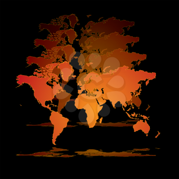 Royalty Free Clipart Image of an Orange Hologram Map