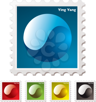 Royalty Free Clipart Image of a Set of Yin Yang Stamps