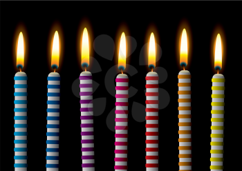 Royalty Free Clipart Image of a Collection of Striped Birthday Candles