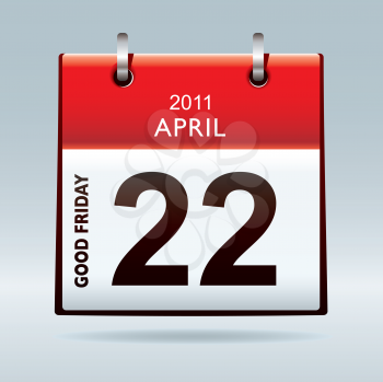 Good Friday calendar icon with red banner and blue background