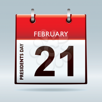 Red calendar icon for american presidents day 21st February