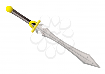 Big metal sword with gold details and black handle