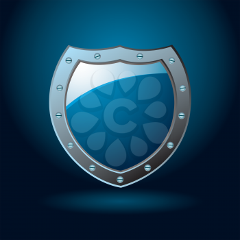 Dark blue or cobalt illustrated protection of a shield with gradient background