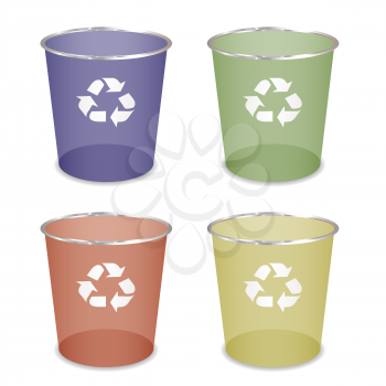 Brightly coloured recycle trash or waste bin