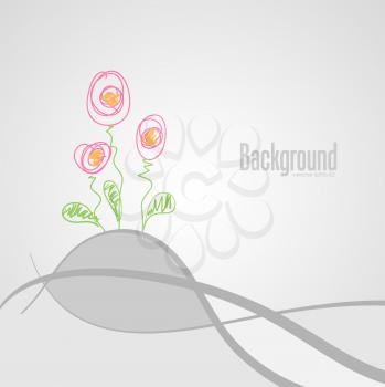 Royalty Free Clipart Image of a Background With Space for Text and a Flower Design