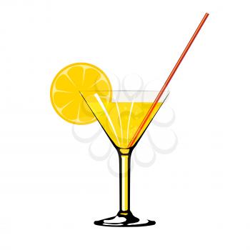Royalty Free Clipart Image of a Cocktail With a Lemon