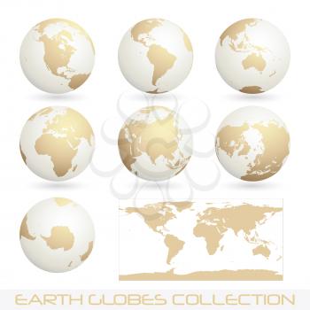 Royalty Free Clipart Image of a Collection of Earth Globes